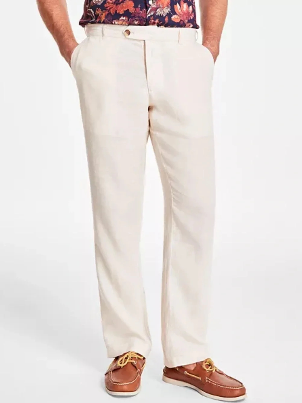 Club Room 100% Linen Men's Casual Beige Cream Pants